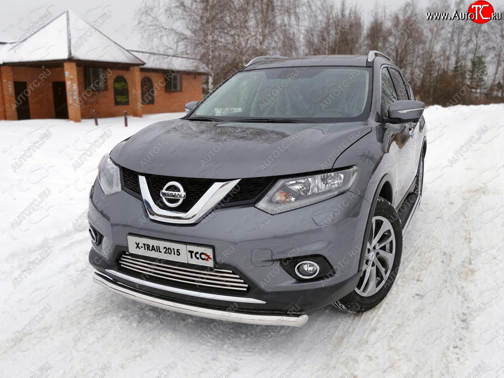 14 699 р. Защита передняя нижняя короткая 60,3 мм ТСС Тюнинг Nissan X-trail 3 T32 дорестайлинг (2013-2018) (нержавейка)  с доставкой в г. Воронеж