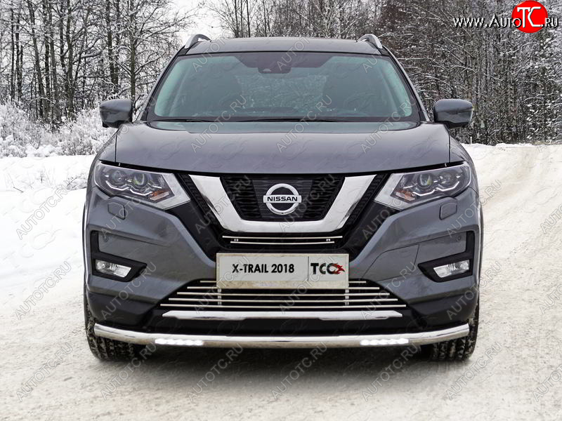 40 999 р. Защита переднего бампера нижняя с ДХО 60,3 мм ТСС Тюнинг  Nissan X-trail  3 T32 (2017-2022) рестайлинг (нержавейка)  с доставкой в г. Воронеж