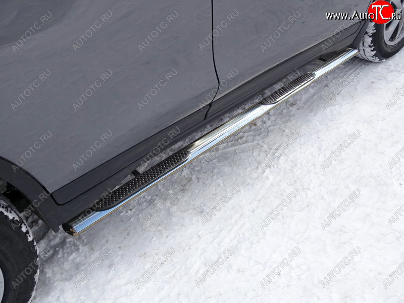 33 999 р. Пороги овальные с накладкой 75х42 мм ТСС Тюнинг Nissan X-trail 3 T32 рестайлинг (2017-2022) (серые)  с доставкой в г. Воронеж