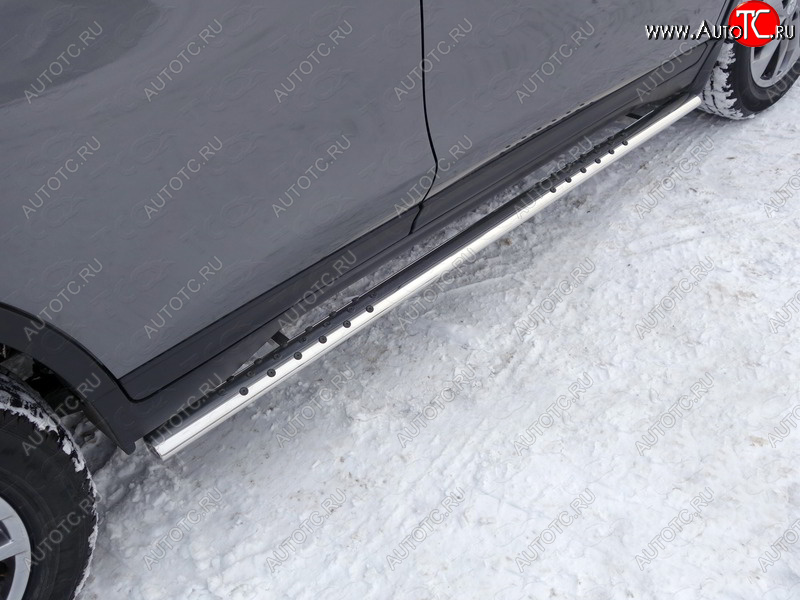 35 999 р. Пороги овальные с проступью 75х42 мм ТСС Тюнинг Nissan X-trail 3 T32 рестайлинг (2017-2022) (серые)  с доставкой в г. Воронеж