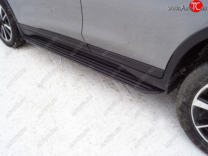 21 999 р. Пороги алюминиевые Slim Line ТСС Тюнинг  Nissan X-trail  3 T32 (2017-2022) рестайлинг (Black)  с доставкой в г. Воронеж