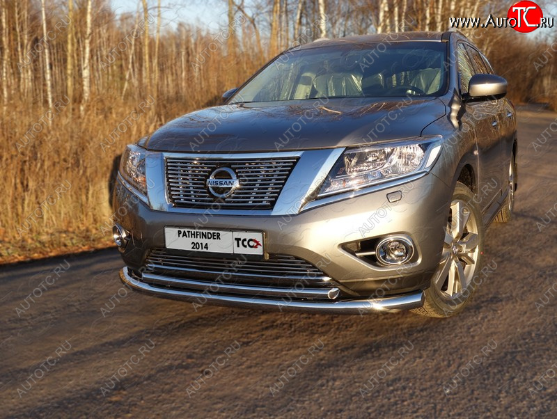 29 449 р.  Защита передняя нижняя двойная 76,1*50,8 мм Тюнинг  Nissan Pathfinder  R52 (2012-2017) дорестайлинг (нержавейка)  с доставкой в г. Воронеж