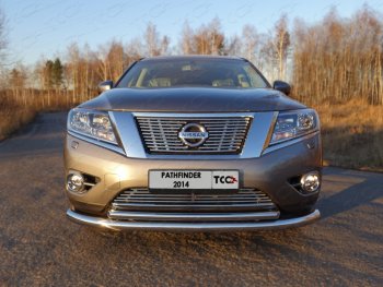 7 349 р. Нижняя декоративная вставка в бампер ТСС Тюнинг Nissan Pathfinder R52 дорестайлинг (2012-2017) (d 12 мм)  с доставкой в г. Воронеж. Увеличить фотографию 1