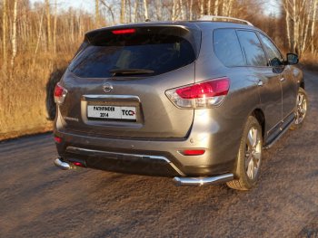 Защита задняя (уголки, нержавейка 76,1 мм) ТСС Тюнинг Nissan Pathfinder R52 дорестайлинг (2012-2017)