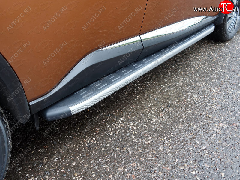 21 999 р. Пороги алюминиевые с пластиковой накладкой ТСС Тюнинг  Nissan Murano  3 Z52 (2015-2022) дорестайлинг (карбон серые)  с доставкой в г. Воронеж