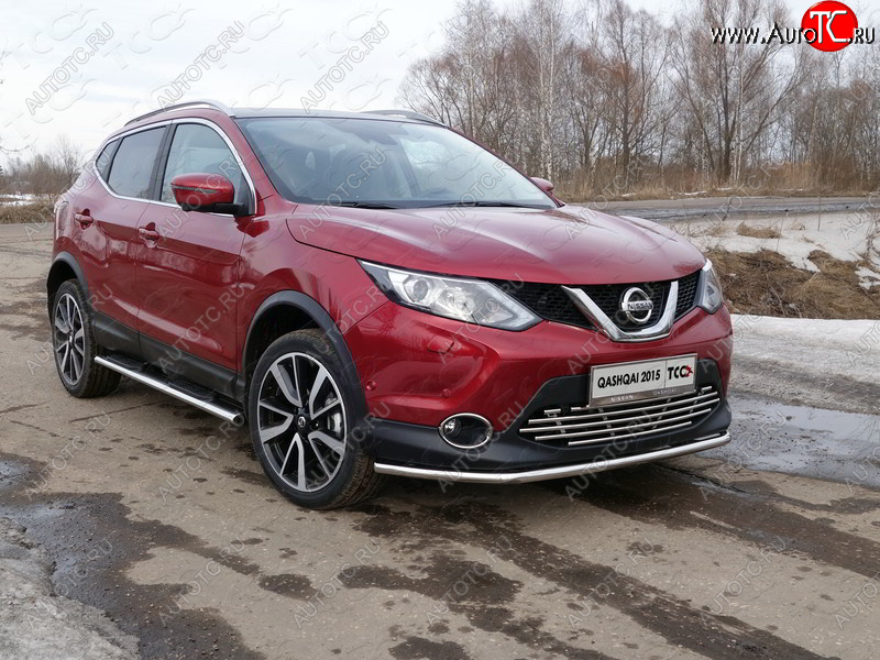 15 999 р. Защита переднего бампера нижняя 42,4 мм ТСС Тюнинг Nissan Qashqai 2 J11 дорестайлинг (2013-2019) (нержавейка)  с доставкой в г. Воронеж