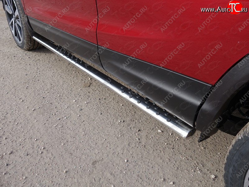 31 399 р. Пороги овальные с проступью 75х42 мм ТСС Тюнинг Nissan Qashqai 2 J11 рестайлинг (2017-2022) (серые)  с доставкой в г. Воронеж