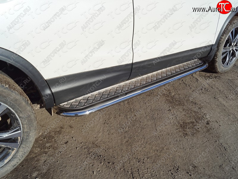 39 949 р. Пороги с площадкой 75х42 мм ТСС Тюнинг  Nissan Qashqai  2 (2017-2022) J11 рестайлинг (серые)  с доставкой в г. Воронеж