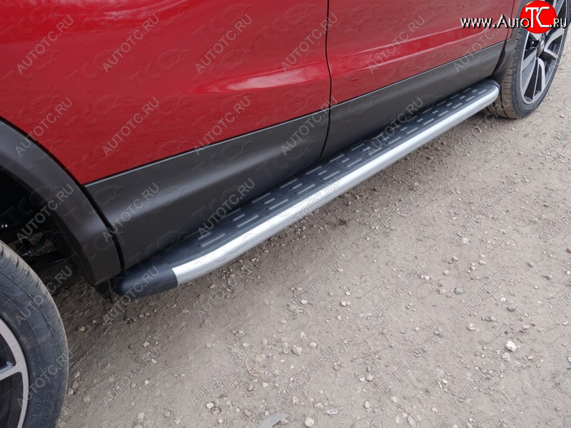 21 999 р. Пороги алюминиевые с пластиковой накладкой ТСС Тюнинг  Nissan Qashqai  2 (2017-2022) J11 рестайлинг (карбон )  с доставкой в г. Воронеж