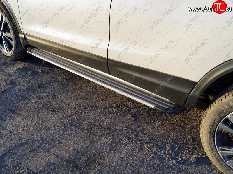 20 599 р. Пороги алюминиевые Slim Line ТСС Тюнинг Nissan Qashqai 2 J11 рестайлинг (2017-2022) (Silver)  с доставкой в г. Воронеж
