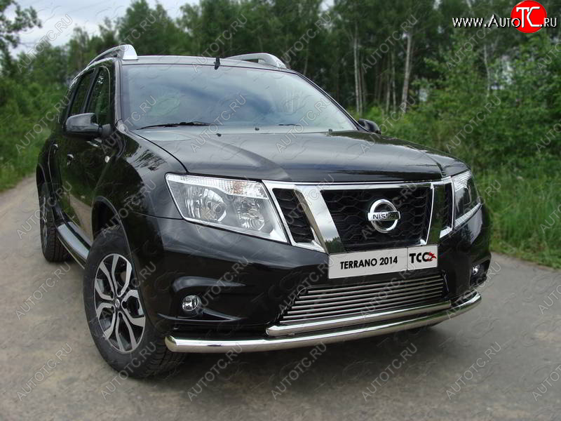 21 999 р. Защита передняя нижняя двойная 60,3*42,4 мм ТСС Тюнинг Nissan Terrano D10 дорестайлинг (2013-2016) (нержавейка)  с доставкой в г. Воронеж