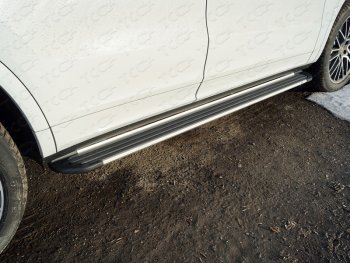 Пороги алюминиевые Slim Line ТСС Тюнинг Porsche Cayenne PO536 (2018-2025)