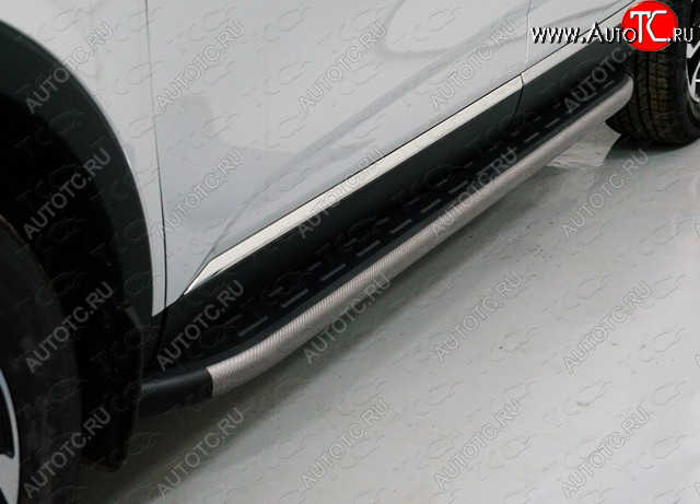 21 999 р. Пороги алюминиевые с пластиковой накладкой, ТСС Тюнинг  Renault Arkana (2019-2025) (карбон серые)  с доставкой в г. Воронеж