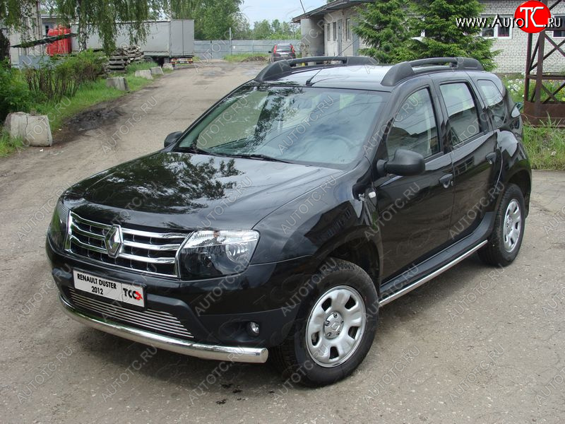 20 699 р. Защита переднего бампера овальная длинная 75*42 мм ТСС Тюнинг  Renault Duster  HS (2010-2015) дорестайлинг (нержавейка)  с доставкой в г. Воронеж