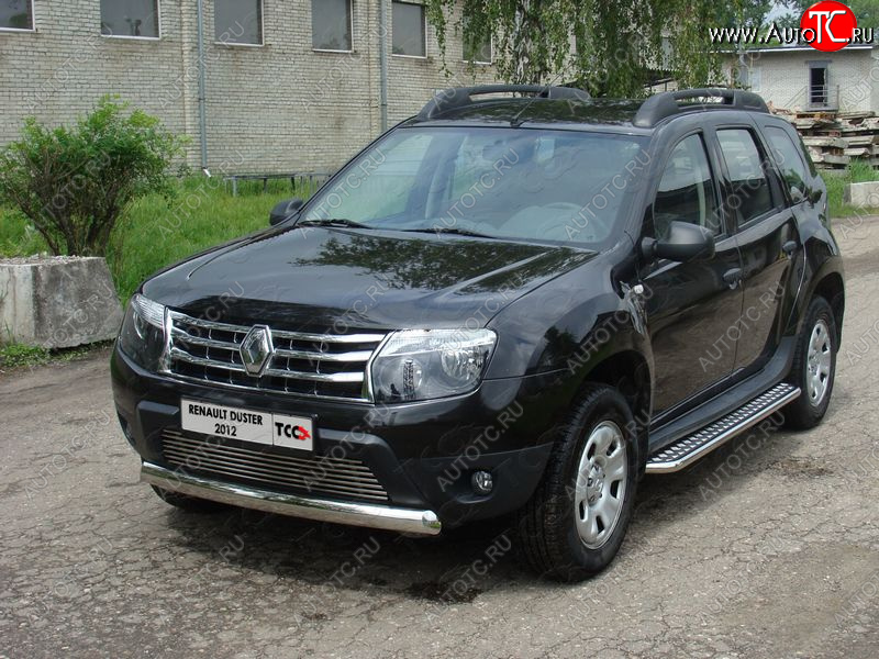 15 899 р. Защита передняя овальная короткая 75х42 мм ТСС Тюнинг  Renault Duster  HS (2010-2015) дорестайлинг (нержавейка)  с доставкой в г. Воронеж