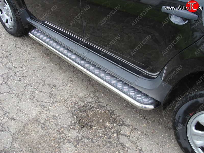 27 849 р. Пороги с площадкой 42,4 мм ТСС Тюнинг Renault Duster HS дорестайлинг (2010-2015) (серые)  с доставкой в г. Воронеж