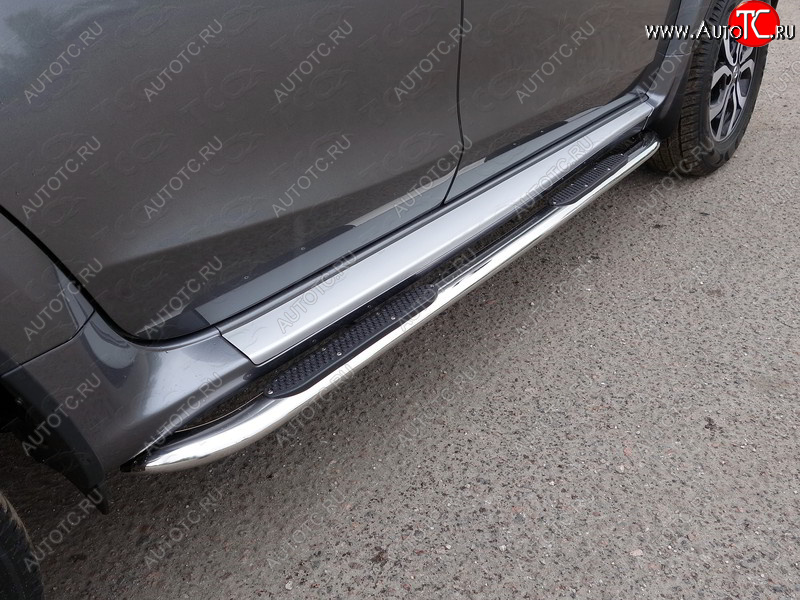 38 799 р. Пороги овальные с накладкой 120х60 мм, ТСС Тюнинг Renault Duster HS дорестайлинг (2010-2015) (серые)  с доставкой в г. Воронеж