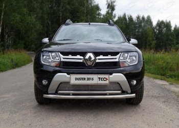 Защита переднего бампера нижняя двойная 60,3*42,4 мм ТСС Тюнинг Renault Duster HS рестайлинг (2015-2021) ()