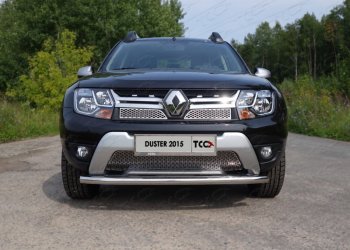 14 699 р. Защита переднего бампера нижняя d60,3 мм ТСС Тюнинг Renault Duster HS рестайлинг (2015-2021) (нержавейка)  с доставкой в г. Воронеж. Увеличить фотографию 1