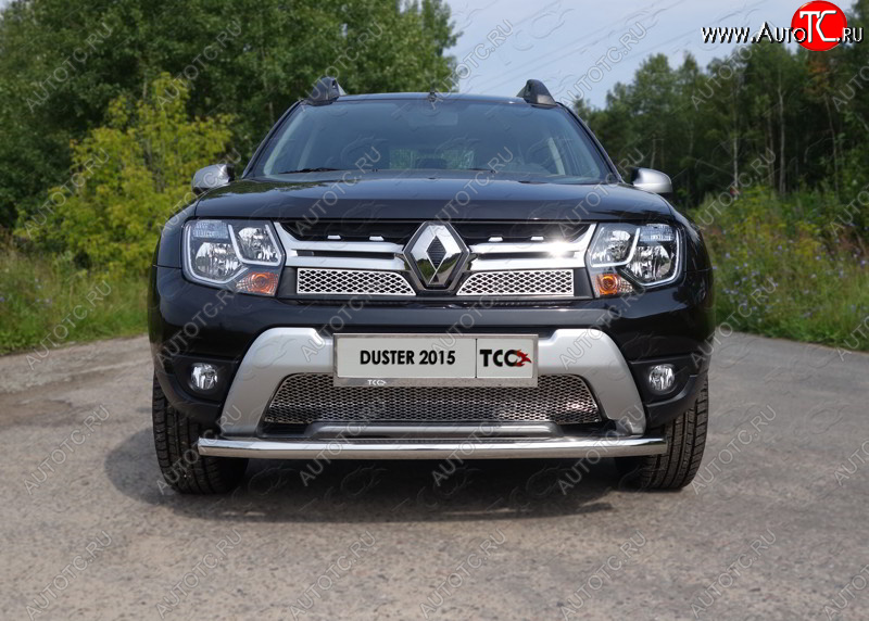 14 699 р. Защита переднего бампера нижняя d60,3 мм ТСС Тюнинг  Renault Duster  HS (2015-2021) рестайлинг (нержавейка)  с доставкой в г. Воронеж