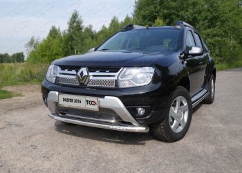 Защита переднего бампера нижняя с ДХО 60,3 мм ТСС Тюнинг Renault Duster HS рестайлинг (2015-2021) (нержавейка)