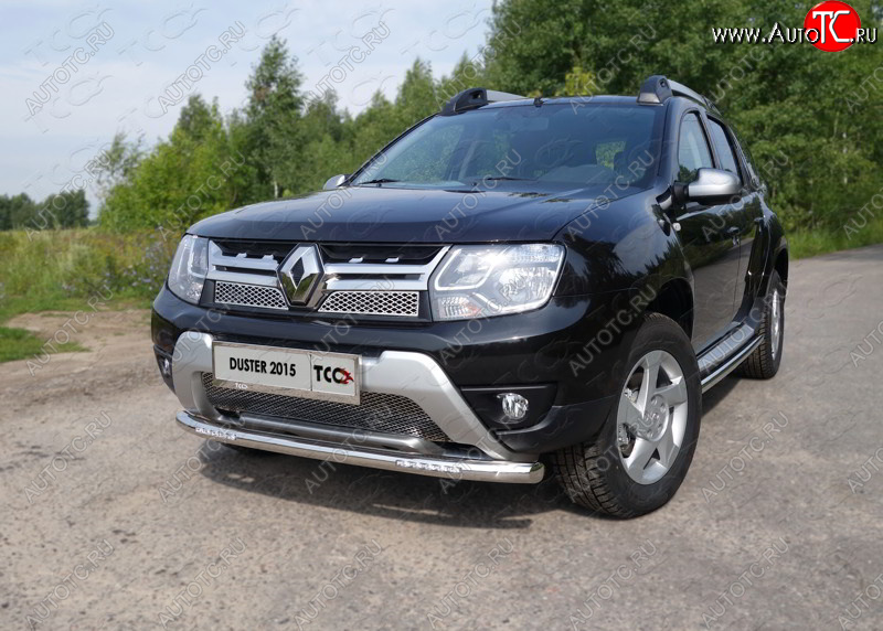 29 449 р. Защита переднего бампера нижняя с ДХО 60,3 мм ТСС Тюнинг Renault Duster HS рестайлинг (2015-2021) (нержавейка)  с доставкой в г. Воронеж