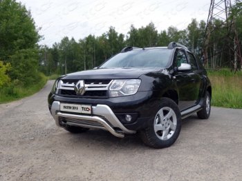 Нижняя декоративная вставка в бампер ТСС Тюнинг Renault Duster HS рестайлинг (2015-2021) (d 12 мм)