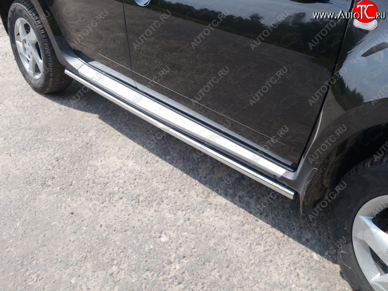 17 649 р. Защита порогов труба d42,4 мм ТСС Тюнинг Renault Duster HS рестайлинг (2015-2021) (серые)  с доставкой в г. Воронеж