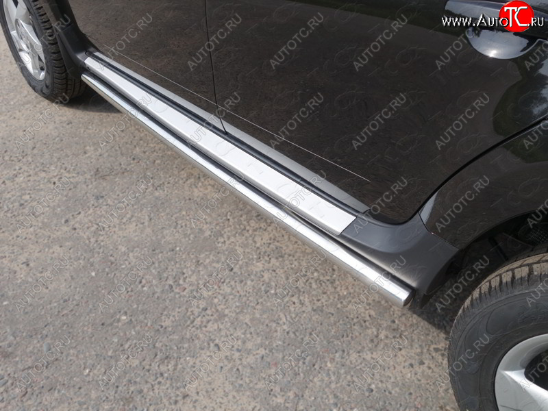 23 549 р. Защита порогов труба d60,3 мм ТСС Тюнинг  Renault Duster  HS (2015-2021) рестайлинг (серые)  с доставкой в г. Воронеж