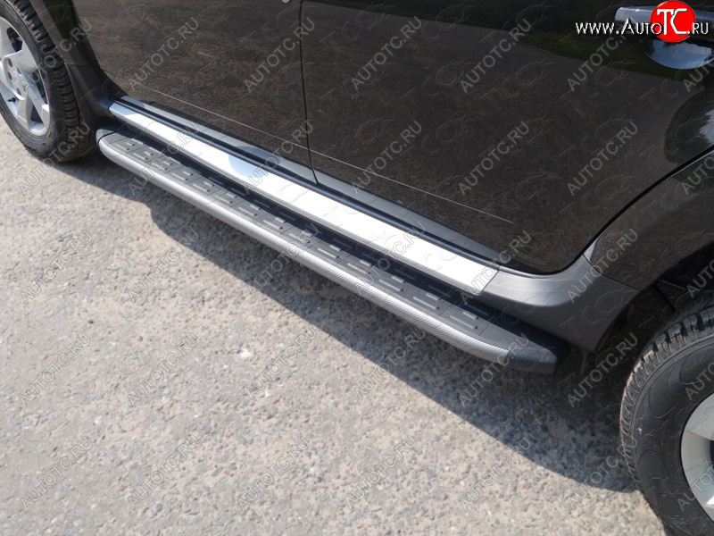 21 999 р. Пороги алюминиевые с пластиковой накладкой, ТСС Тюнинг  Renault Duster  HS (2015-2021) рестайлинг (карбон серые)  с доставкой в г. Воронеж