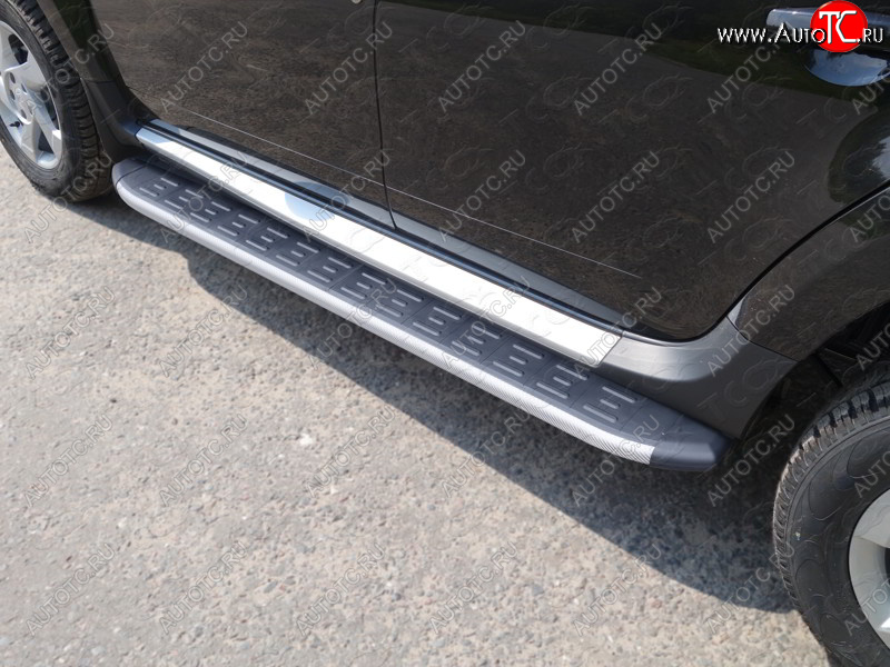 21 999 р. Пороги алюминиевые с пластиковой накладкой ТСС Тюнинг  Renault Duster  HS (2015-2021) рестайлинг (карбон серебро)  с доставкой в г. Воронеж