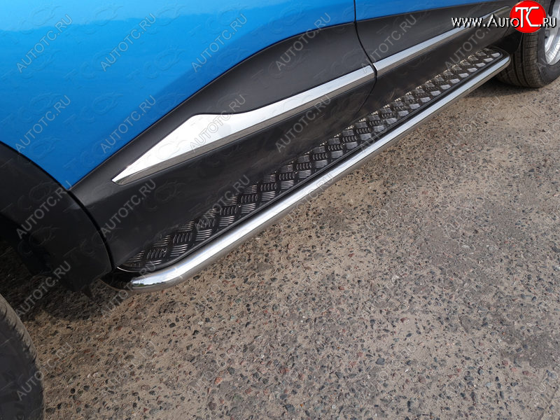 27 849 р. Пороги с площадкой 42,4 мм ТСС Тюнинг Renault Kaptur дорестайлинг (2016-2020) (серые)  с доставкой в г. Воронеж