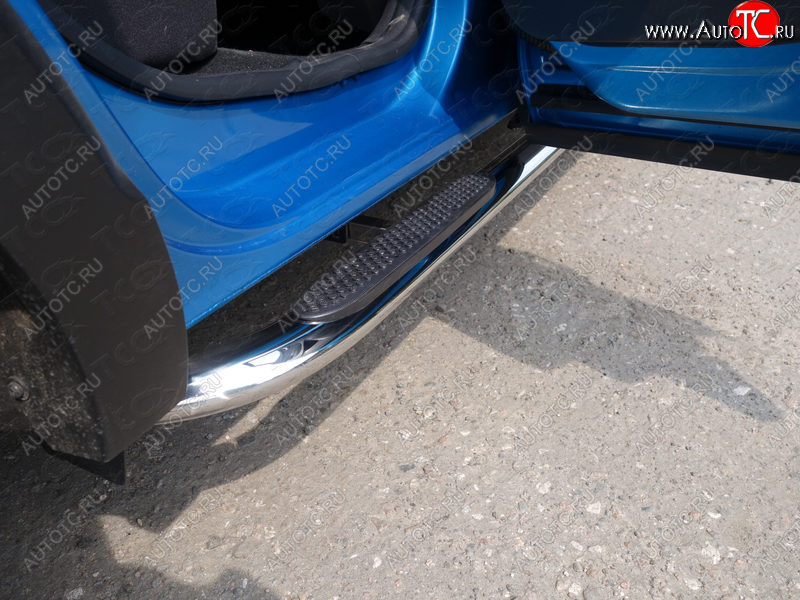 31 399 р. Пороги овальные гнутые с накладкой 75х42 мм ТСС Тюнинг Renault Kaptur дорестайлинг (2016-2020) (серые)  с доставкой в г. Воронеж