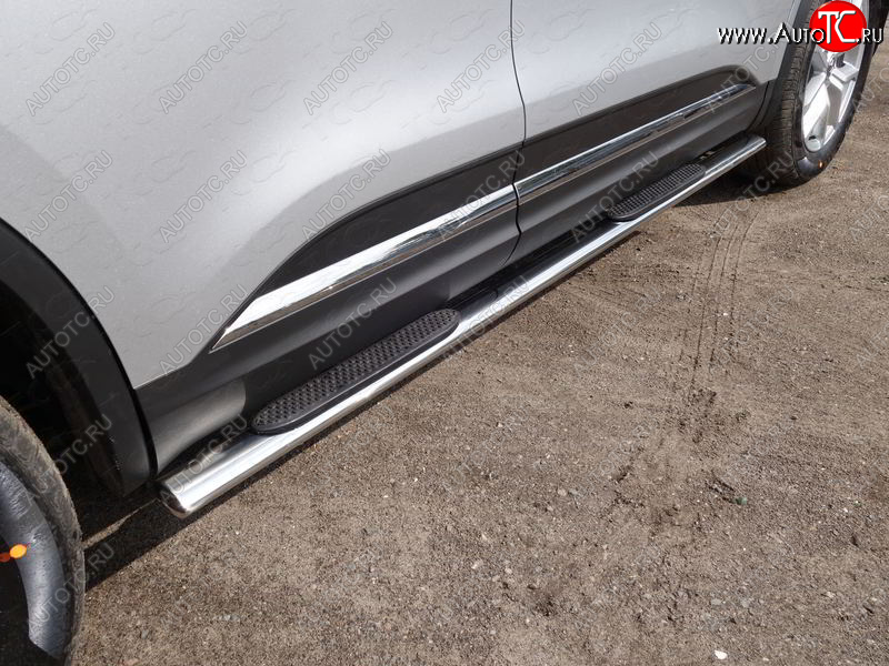 33 999 р. Пороги овальные с накладкой 75х42 мм ТСС Тюнинг Renault Koleos 2 (2016-2025) (серые)  с доставкой в г. Воронеж