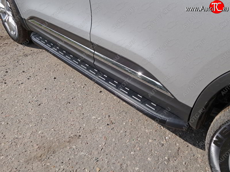 21 999 р. Пороги алюминиевые с пластиковой накладкой ТСС Тюнинг  Renault Koleos  2 (2016-2025) (карбон черные)  с доставкой в г. Воронеж