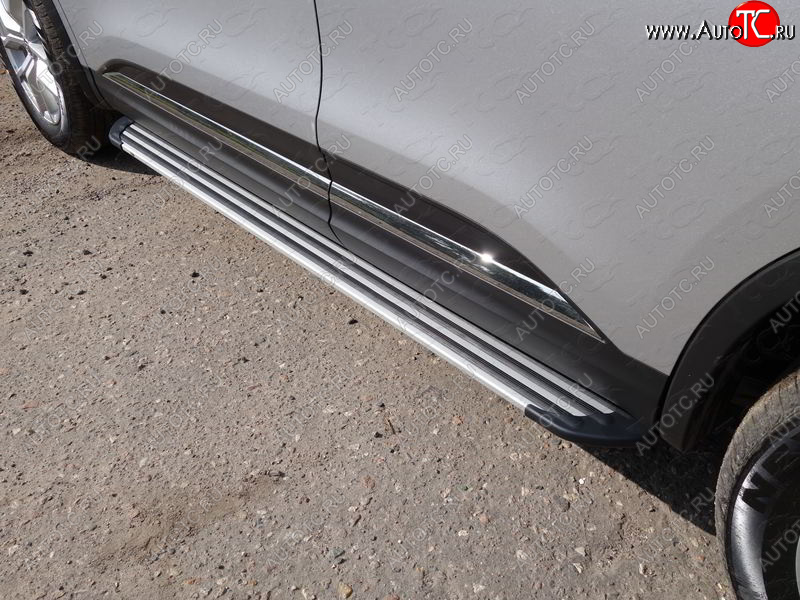 20 599 р. Пороги алюминиевые Slim Line ТСС Тюнинг Renault Koleos 2 (2016-2025) (Silver)  с доставкой в г. Воронеж