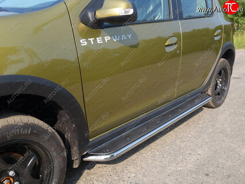 36 999 р. Пороги с площадкой 42,4 мм ТСС Тюнинг  Renault Sandero Stepway  (B8) (2014-2018) дорестайлинг (нержавейка)  с доставкой в г. Воронеж