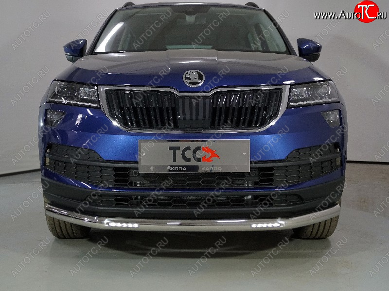 34 799 р. Защита переднего бампера нижняя с ДХО 60,3 мм ТСС Тюнинг  Skoda Karoq  NU7 (2020-2025) рестайлинг (нержавейка)  с доставкой в г. Воронеж