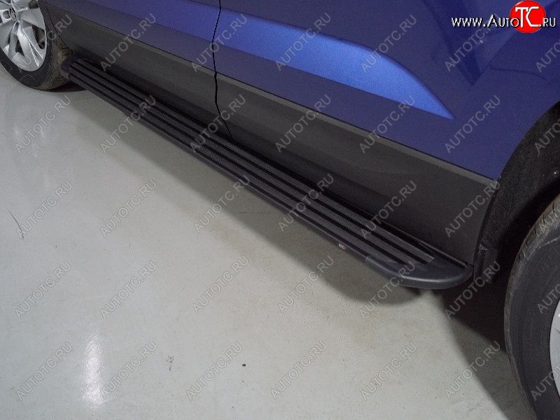 21 999 р. Пороги алюминиевые Slim Line ТСС Тюнинг  Skoda Karoq  NU7 (2020-2025) рестайлинг (Black)  с доставкой в г. Воронеж