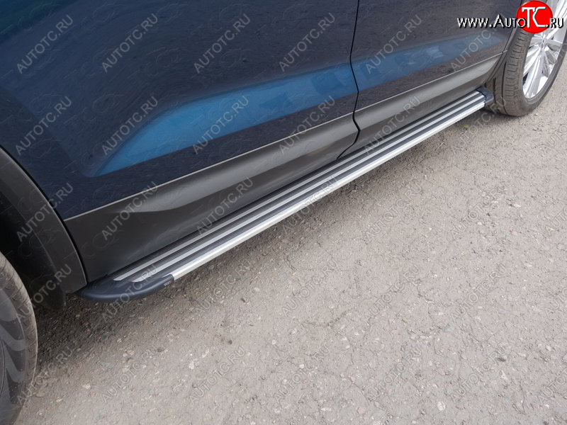20 599 р. Пороги алюминиевые, ТСС Тюнинг Skoda Kodiaq NU7 дорестайлинг (2017-2021) (Slim Line Silver)  с доставкой в г. Воронеж