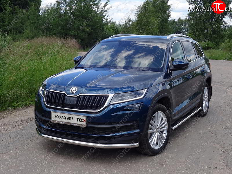 17 649 р. Защита переднего бампера нижняя d60,3 мм ТСС Тюнинг  Skoda Kodiaq  NU7 (2017-2021) дорестайлинг (нержавейка)  с доставкой в г. Воронеж