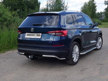 13 249 р. Защита заднего бампера (уголки, d42,4 мм) TCC  Skoda Kodiaq  NU7 (2017-2021) дорестайлинг  с доставкой в г. Воронеж. Увеличить фотографию 1