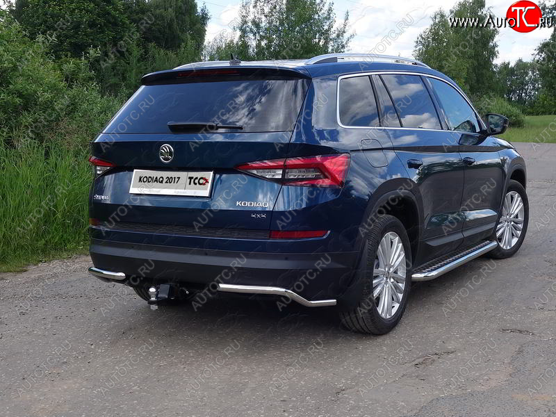 13 249 р. Защита заднего бампера (уголки, d42,4 мм) TCC  Skoda Kodiaq  NU7 (2017-2021) дорестайлинг  с доставкой в г. Воронеж