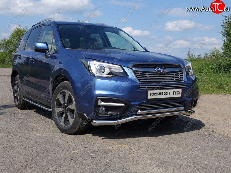 4 299 р. Нижняя декоративная вставка в бампер ТСС Тюнинг Subaru Forester SJ рестайлинг (2016-2019) (d 12 мм)  с доставкой в г. Воронеж