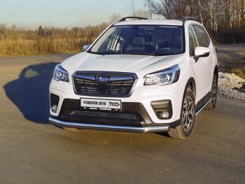 25 499 р. Защита переднего бампера нижняя овальная 75х42 мм ТСС Тюнинг Subaru Forester SK/S14 дорестайлинг (2018-2021) (нержавейка)  с доставкой в г. Воронеж. Увеличить фотографию 1