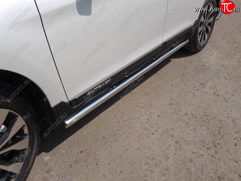 21 599 р. Защита порогов труба d60,3 мм ТСС Тюнинг Subaru Outback BS/B15 дорестайлинг универсал (2014-2018) (серые)  с доставкой в г. Воронеж