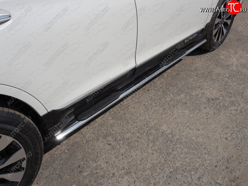 29 749 р. Пороги овальные с накладкой укороченные 75х42 мм ТСС Тюнинг Subaru Outback BS/B15 дорестайлинг универсал (2014-2018) (серые)  с доставкой в г. Воронеж