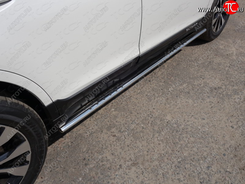 31 399 р. Пороги овальные с проступью 75х42 мм укороченные ТСС Тюнинг Subaru Outback BS/B15 дорестайлинг универсал (2014-2018) (серые)  с доставкой в г. Воронеж