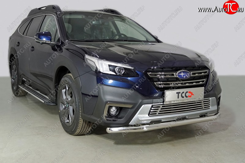 20 749 р. Защита переднего бампера нижняя d60,3 мм ТСС Тюнинг  Subaru Outback  BT (2019-2025) универсал (нержавейка)  с доставкой в г. Воронеж