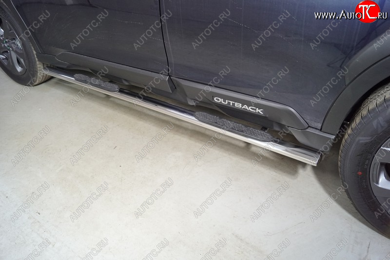 31 399 р. Пороги овальные с накладкой 75х42 мм ТСС Тюнинг  Subaru Outback  BT (2019-2025) универсал (серые)  с доставкой в г. Воронеж